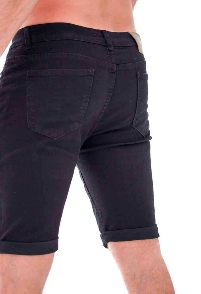 Bermuda de jean con rotura Negro