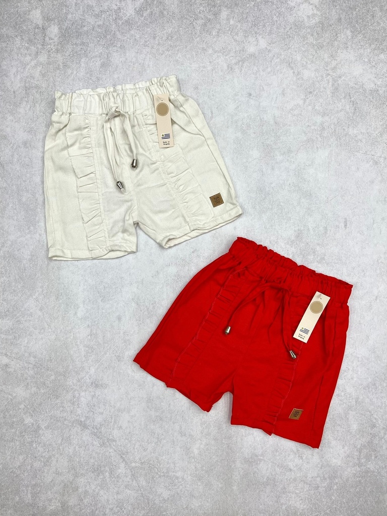 Short de lino con voladitos