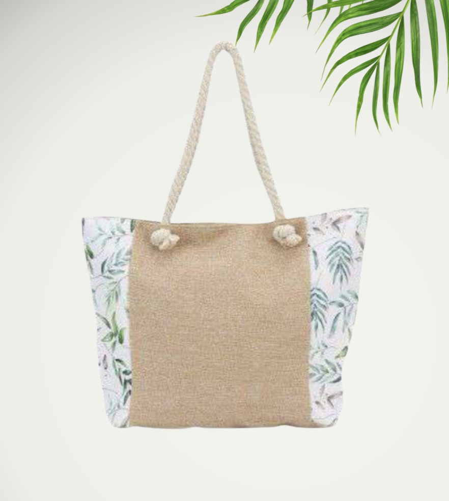Bolso de playa estampado hojas